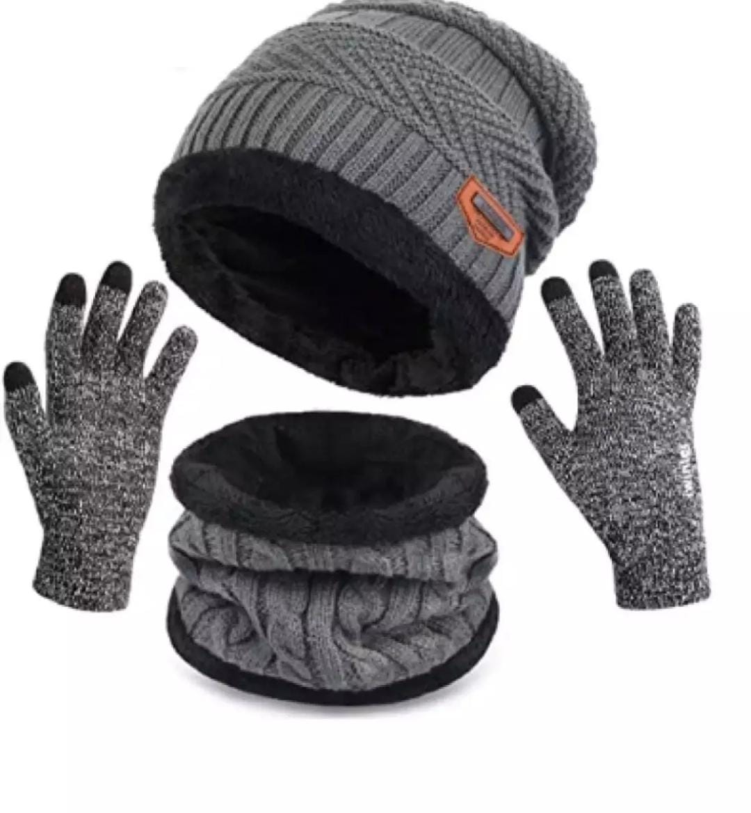 Winter Combo Cap With Neck Muffler And Woolen Gloves, Beanie Cap Neck Warmer Gloves Set For Men and Women, Fashion Dynasty